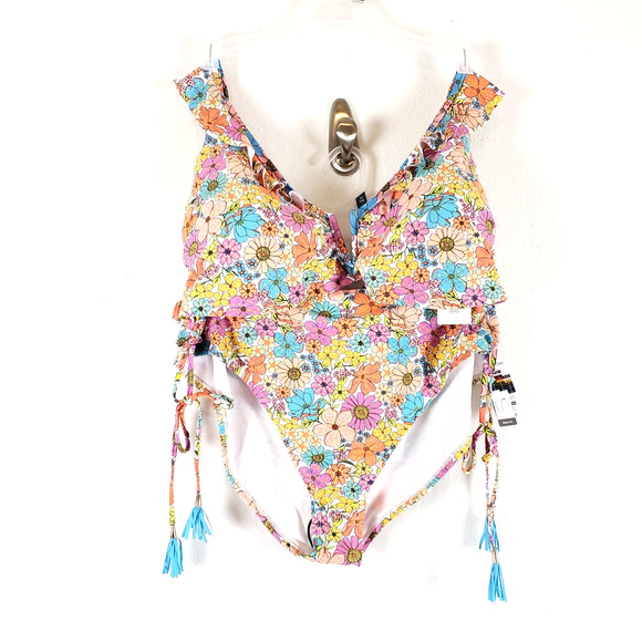 NEW! 2Pc Time & Tru Size 2X (20-22) Plus Mid Rise Floral Bikini Bathing Swimsuit - Picture 1 of 8
